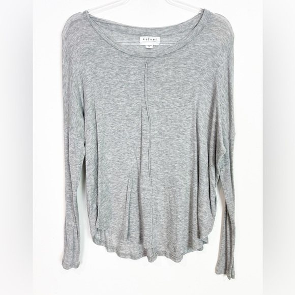 VELVET BY GRAHAM & SPENCER GRAY SEAM FRONT LONG SLEEVE SHIRT WOMENS SZ XS - Picture 7 of 8